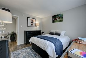 San Antonio apartment for rent - the view of a bedroom with a bed and a dresser and a window