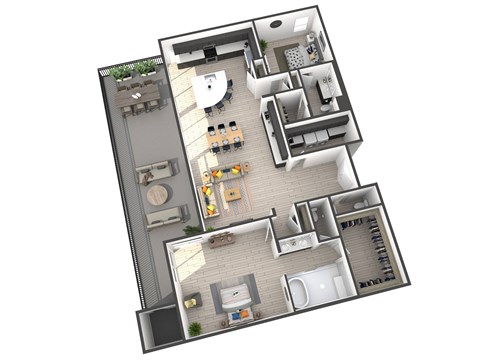 Floor plan for 2 beds, 2.5 baths, 1942 sqft