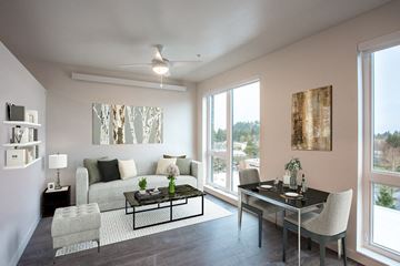 Portland apartment for rent - a living room with a couch and a table