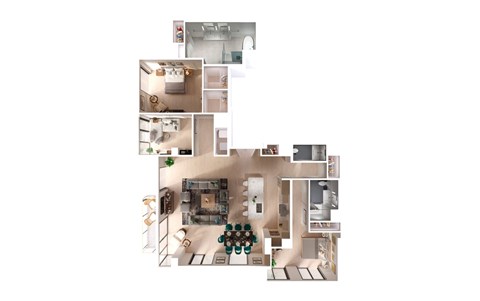 Floor plan for 2 beds, 2.5 baths, 2210 sqft