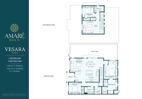 Floor plan for 3 beds, 3 baths, 1786 sqft