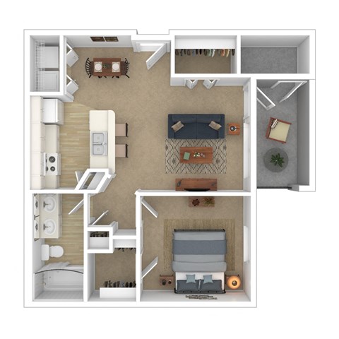 Floor plan for 1 bed, 1 bath, 650 sqft