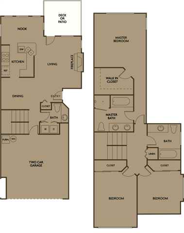 Floor plan for 3 beds, 2.5 baths, 1450 sqft