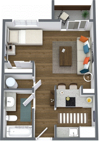 Floor plan for studio, 1 bath, 440 sqft