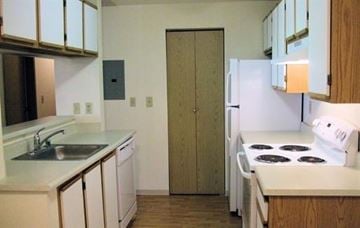 Lacey apartment for rent - a kitchen with a stove and a sink and a refrigerator