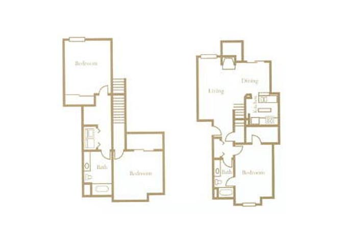 Floor plan for 3 beds, 2 baths, 1245 sqft