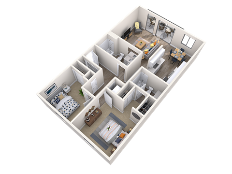 Floor plan for 2 beds, 2 baths, 920 sqft