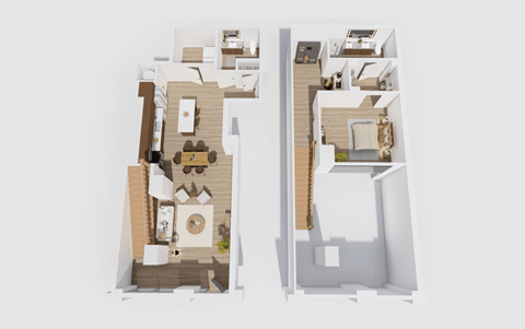 Floor plan for 1 bed, 1.5 baths, 1510 sqft