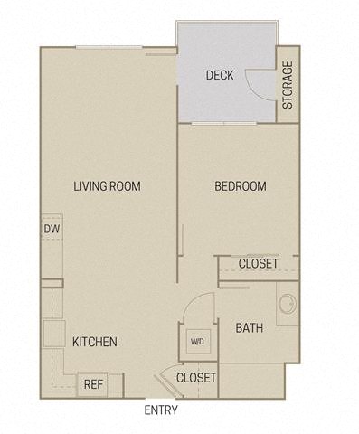 Floor plan for 1 bed, 1 bath, 712 sqft