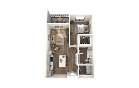 Floor plan for 1 bed, 1 bath, 789 sqft