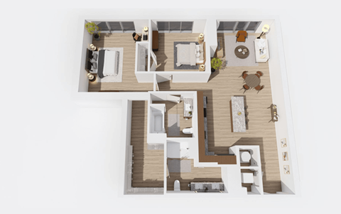 Floor plan for 2 beds, 2 baths, 1171 sqft