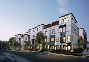 Atlanta apartment for rent - Luxury Atlanta, GA Homes – LaFrance Square – A modern building with a lot of windows and lights on.