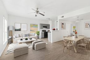 Austin apartment for rent - Spacious living room with modern design at Huntington Meadows Apartments in Austin, TX 78724, ideal for residents in East Austin.