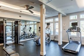 Bothell apartment for rent - A gym with treadmills, elliptical machines, and other exercise equipment at Emerald Crest, Bothell, WA 98011