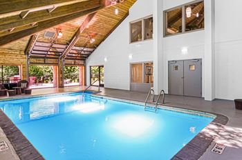 Indoor pool with lounging deck