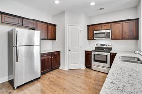 Richmond Hill townhouse for rent - Harris Trail Luxury Townhomes for rent Richmond Hill, GA photo of kitchen with pantry and exspresso cabinets