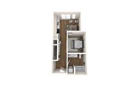 Floor plan for 1 bed, 1 bath, 452 sqft
