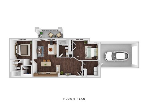Floor plan for 2 beds, 2 baths, 1071 sqft
