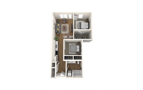 Floor plan for 1 bed, 1 bath, 708 sqft