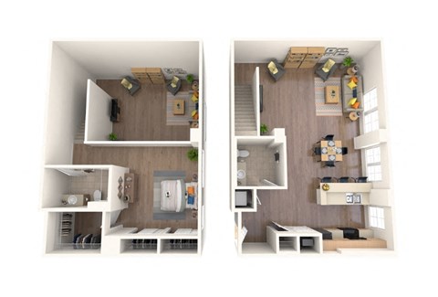 Floor plan for 1 bed, 1.5 baths, 1444 sqft