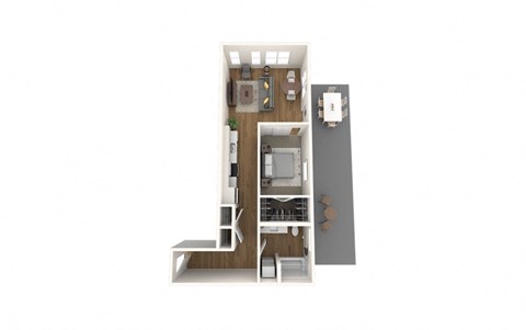Floor plan for 1 bed, 1 bath, 699 sqft