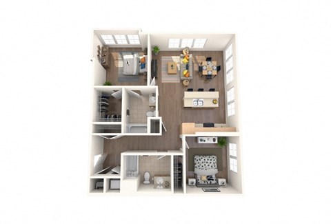 Floor plan for 2 beds, 2 baths, 1162 sqft