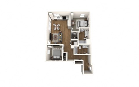 Floor plan for 2 beds, 2 baths, 1026 sqft