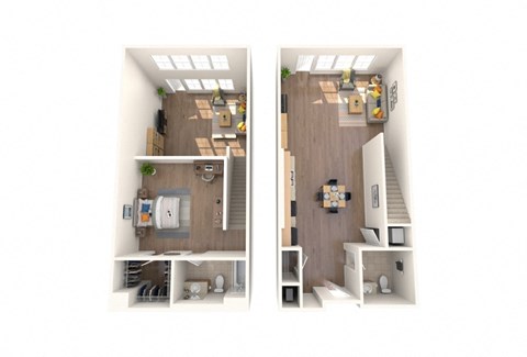 Floor plan for 1 bed, 1.5 baths, 1098 sqft