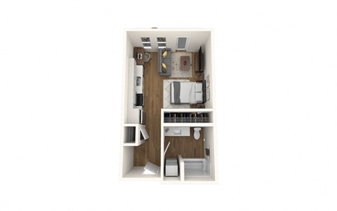 Floor plan for studio, 1 bath, 439 sqft