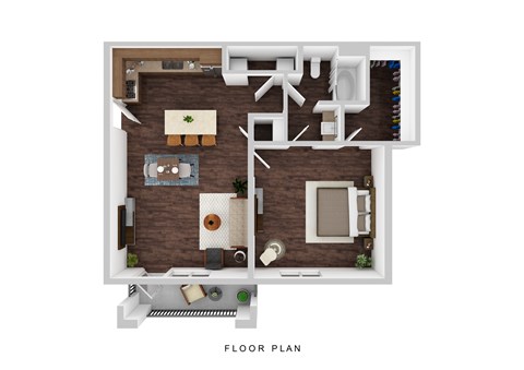 Floor plan for 1 bed, 1 bath, 810 sqft