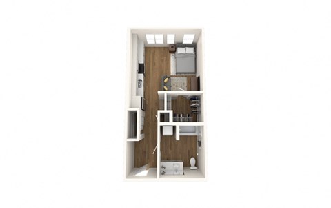 Floor plan for studio, 1 bath, 507 sqft