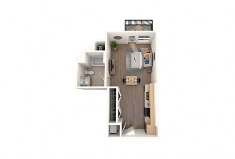 Floor plan for studio, 1 bath, 487 sqft