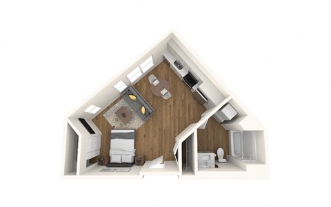 Floor plan for studio, 1 bath, 488 sqft