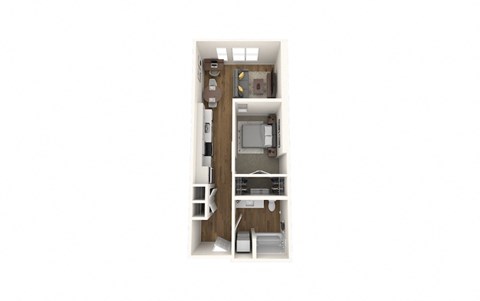 Floor plan for 1 bed, 1 bath, 536 sqft