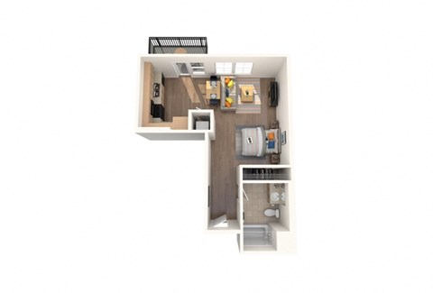 Floor plan for studio, 1 bath, 560 sqft