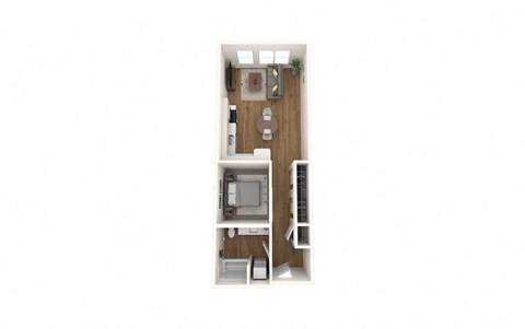 Floor plan for 1 bed, 1 bath, 663 sqft