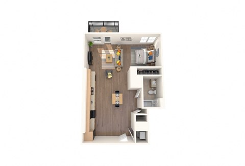 Floor plan for studio, 1 bath, 567 sqft