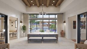 Santa Fe apartment for rent - A modern living room with a large window and a view of the street.