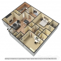 Floor plan for 2 beds, 2 baths, 1308 sqft