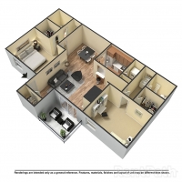 Floor plan for 2 beds, 2 baths, 1158 sqft