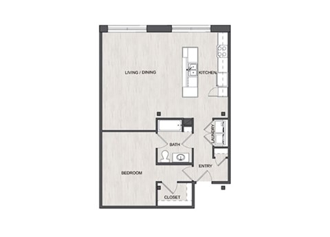 Floor plan for 1 bed, 1 bath, 930 sqft