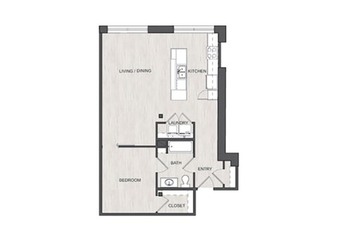 Floor plan for 1 bed, 1 bath, 800 sqft