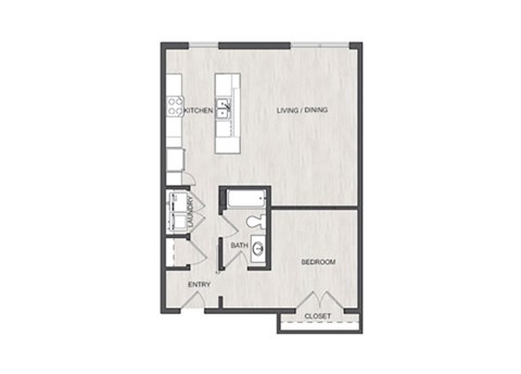 Floor plan for 1 bed, 1 bath, 790 sqft