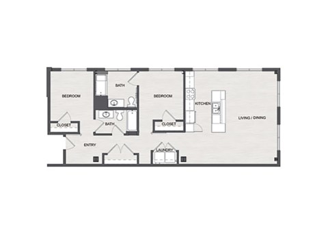 Floor plan for 2 beds, 2 baths, 1090 sqft