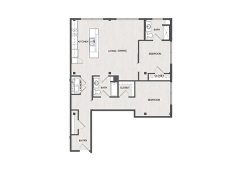 Floor plan for 2 beds, 2 baths, 1170 sqft
