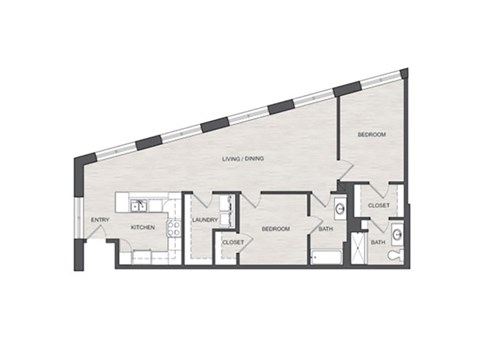 Floor plan for 2 beds, 2 baths, 1155 sqft
