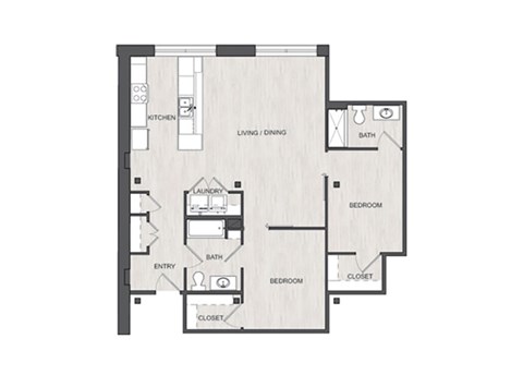 Floor plan for 2 beds, 2 baths, 1080 sqft