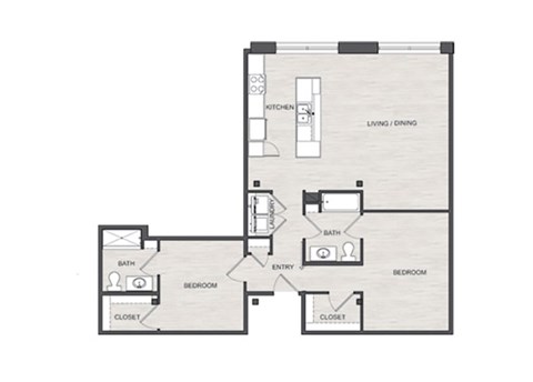 Floor plan for 2 beds, 2 baths, 1135 sqft