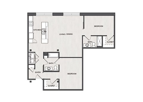Floor plan for 2 beds, 2 baths, 1130 sqft