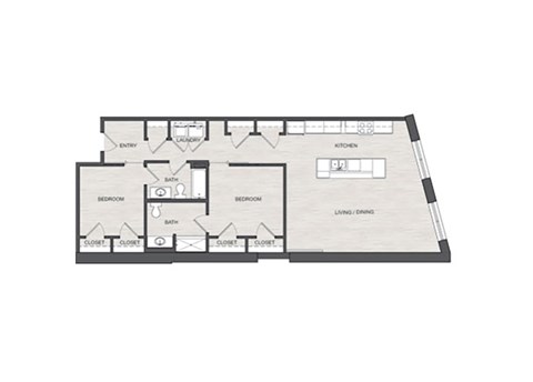 Floor plan for 2 beds, 2 baths, 1165 sqft